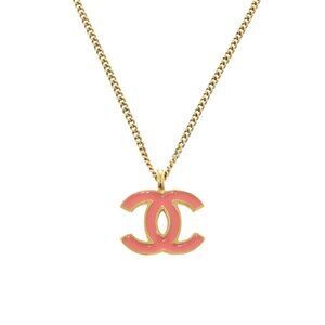 CHANEL Authentic Orange Logo Necklace